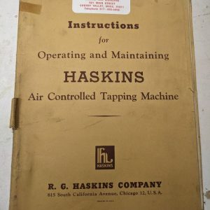 Rg Haskins Oeprator Service Manual Tapping Machine Instructions Type C 1943