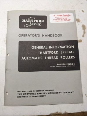 Hartford Special Operator Service Manual General Information Thread Roller