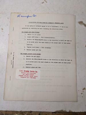 Hannifin Co Instruction Operator Service Manual 25 Ton Straightening Press 1940