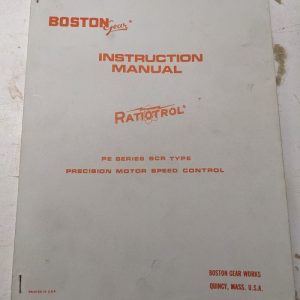 Boston Gear Instruction Service Manual Ratiotrol Pe Series Scr Speed Control