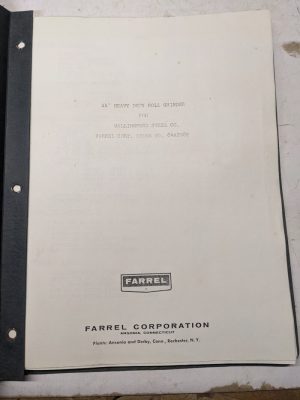 Farrel Corp 44” Hd Roll Grinder Operator Service Manual Parts List Book Catalog
