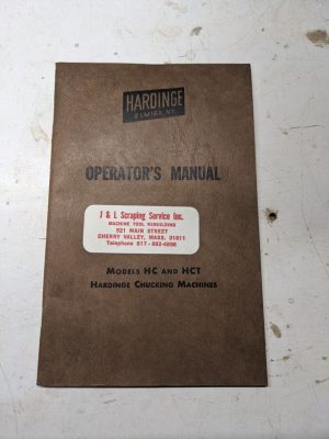Hardinge Operator Service Instruction Manual Chucking Machines Model Hc Hct 1957
