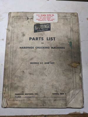 Hardinge Chucking Machines Service Parts List Manual Catalog Model Hc Hct Shop