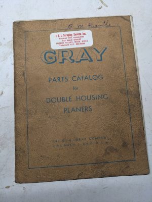 Gray Service Parts List Book Manual Catalog Double Housing Planers M-2 Machine