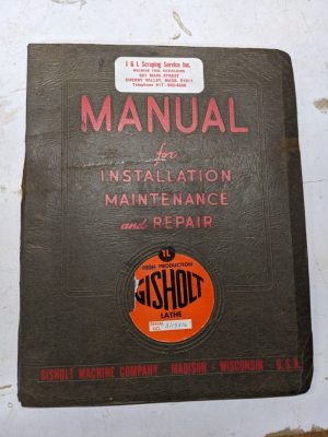 Gisholt Machine Operator Service Manual Parts List Catalog 1L Turret Lathe Book