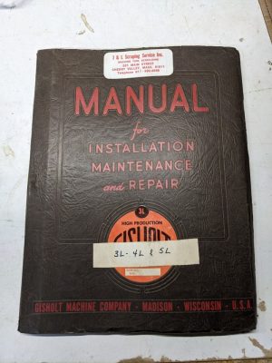 Gisholt Machine Operator Service Manual Repair Parts List 3L 4L 5L Lathe 1951