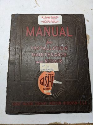 Gisholt Machine Operator Service Manual Repair Parts List 4 Turret Lathe 1941