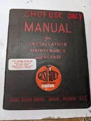 Gisholt Machine Operator Service Manual Repair Parts Book 4 Turret Lathe 1943