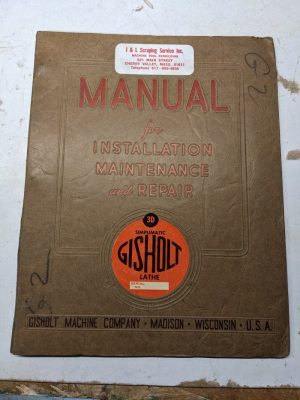 Gisholt Machine Operator Service Manual Part List Book 3D Simplimatic Lathe 1943