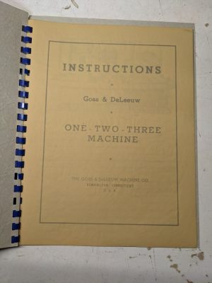 Goss Deleeuw One Two Three Machine Instruction Service Manual Shop Tool