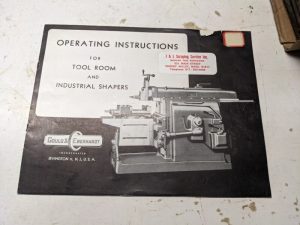 Gould Eberhardt Industrial Shapers Machine Operator Service Manual 1945