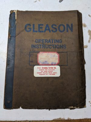 Gleason Instruction Desired Tooth Bearing Cutting 12” Bevel Gear Generator 1928