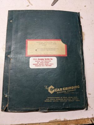 Gear Grinding Machine Company Instruction Operator Service Manual Gg-12X16A