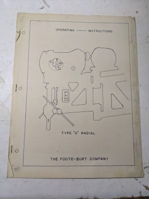 Footburt Operator Instruction Manual Type G Radial Drill Shop Tool Copy