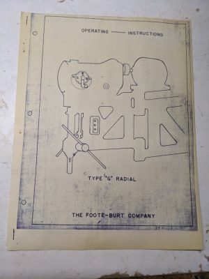 Footburt Operator Instruction Manual Copy Type G Radial Drill Shop Tool