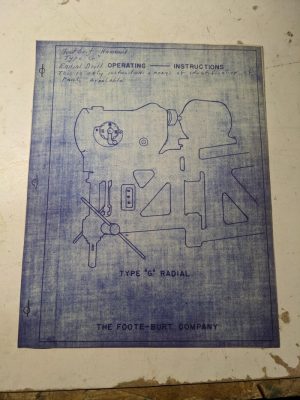 Footburt Operator Instruction Manual Type G Radial Drill Shop Tool Photocopy