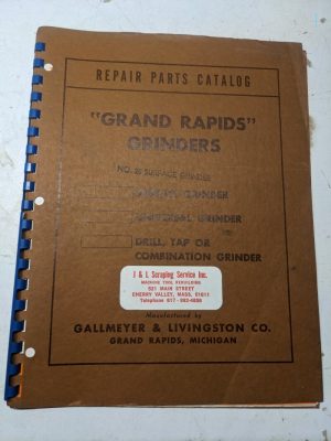 Gallmeyer Grand Rapids Grinder Repair Service Parts List Book Manual #25 Surface