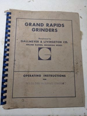Gallmeyer Grand Rapids Grinder Repair Service Parts List Manual #250-396 Surface
