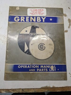 Grenby Operator Service Manual Parts List Book Catalog Grinder Eg Ig 10 20 Model