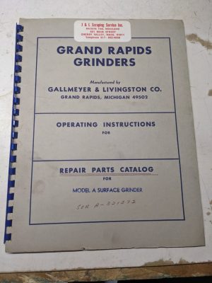 Grand Rapids Grinders Service Repair Parts List Manual Catalog Model A Surface