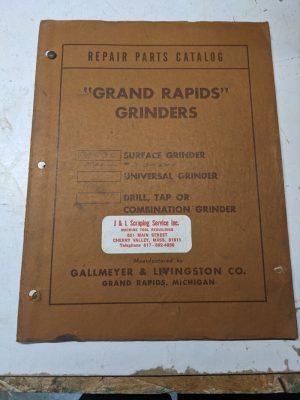 Grand Rapids Grinders Service Repair Parts List Manual Catalog #35 & 36 Surface