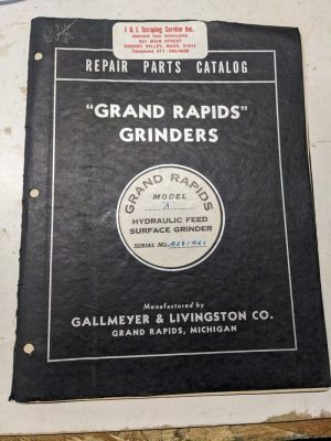 Grand Rapids Grinders Service Repair Parts Book Manual Catalog Model A Surface
