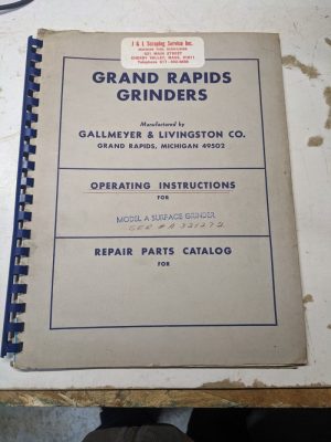 Grand Rapids Grinders Operator Service Manual Model A Surface 1964 Shop Tool