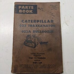 Caterpillar Traxcavator Bulldozer Service Parts Catalog List Book 1962 933A