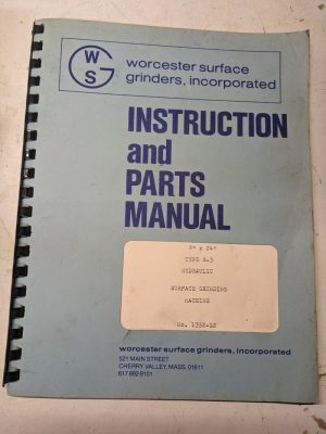 Warner Swasey Operator Service Manual Part List 8X24 1352-12 S-3 Surface Grinder