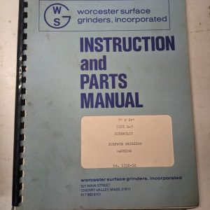 Warner Swasey Instruction Service Manual Parts List 8X24” S-3 Surface Grinder