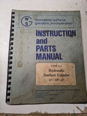 Warner Swasey Operator Service Manual Parts List 12” 14 16 S-1 Surface Grinder