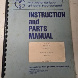 Warner Swasey Operator Service Manual Parts List 8X24” S-3 Surface Grinder Mach