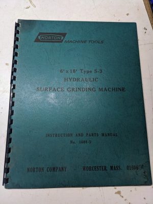 Warner Swasey Operator Service Manual Parts List 6X18” Type S-3 Surface Grinders