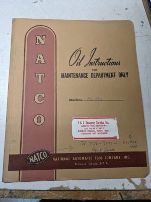 Natco Automatic Tool Oil Instruction Manual Maintenance Service D6-130 Drill Tap
