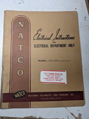 Natco Automatic Tool Electrical Instruction Manual Service D6-130 Drill Tap 1953