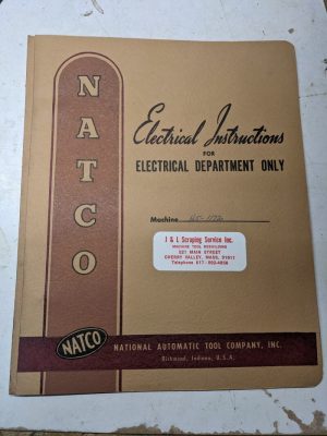 Natco Automatic Tool Electrical Instruction Manual Service H5-1172 Drill Tap