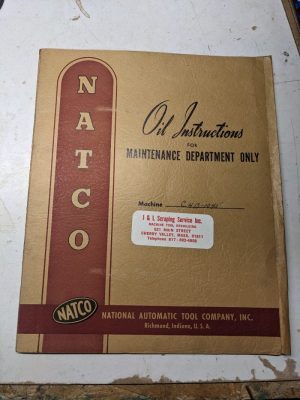 Natco Automatic Tool Oil Instruction Manual Maintenance Service C-413 1947