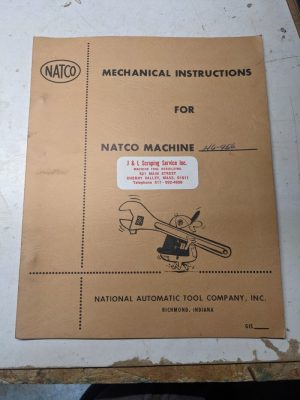 Natco Tool Spindle Repair Service Manual Parts List Book For Table Feed Machines