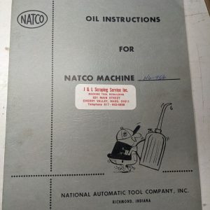 Natco Automatic Tool Oil Instruction Manual Maintenance Service H6 Lubrication