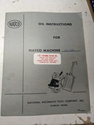 Natco Automatic Tool Oil Instruction Manual Maintenance Service H6 Lubrication
