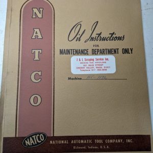 Natco Automatic Tool Oil Instruction Manual Maintenance Service H5 Lubrication