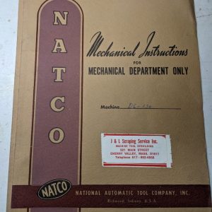 Natco Automatic Tool Operator Service Manual D6-130 Drill Tapping Machine