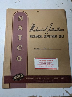 Natco Automatic Tool Operator Service Manual D6-130 Drill Tapping Machine