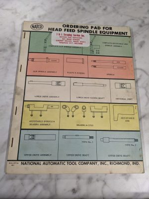 Natco Ordering Pad For Head Feed Spindle Equipment Dealer Part Ordering Stubs