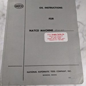 Natco Oil Instruction Manual Maintenance Shop Book Holesteel Machine B3B-417