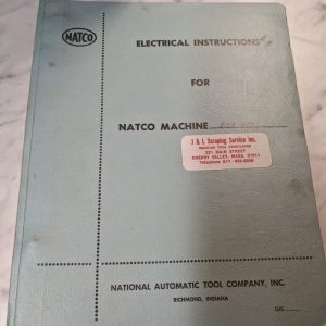 Natco Electrical Instruction Manual B3B-417 Holesteel Machine 1955 Shop Tool