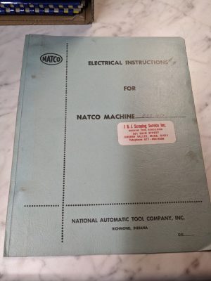 Natco Electrical Instruction Manual B3B-417 Holesteel Machine 1955 Shop Tool