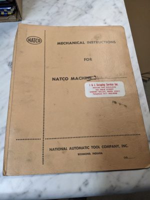 Natco Mechanical Instruction Service Manual B3B-417 Holesteel Machine Shop Book