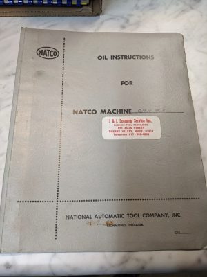 Natco Oil Instruction Manual Maintenance Shop Book Tool Room Machine C13H-963