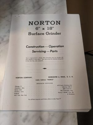 Norton 6X18” Surface Grinder Operator Service Repair Manual Parts List Copy